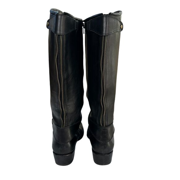 CORSO COMO Womens Black Leather Sz 8.5 Boots Riding Exposed Zipper Knee Boot - Picture 4 of 14